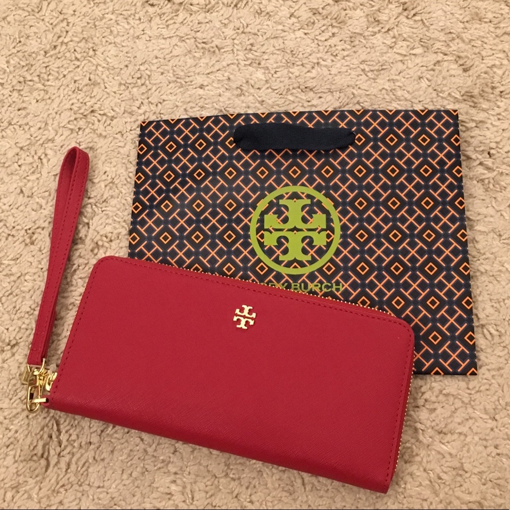 Tory Burch wallet clutch wristlet red BRAND NEW